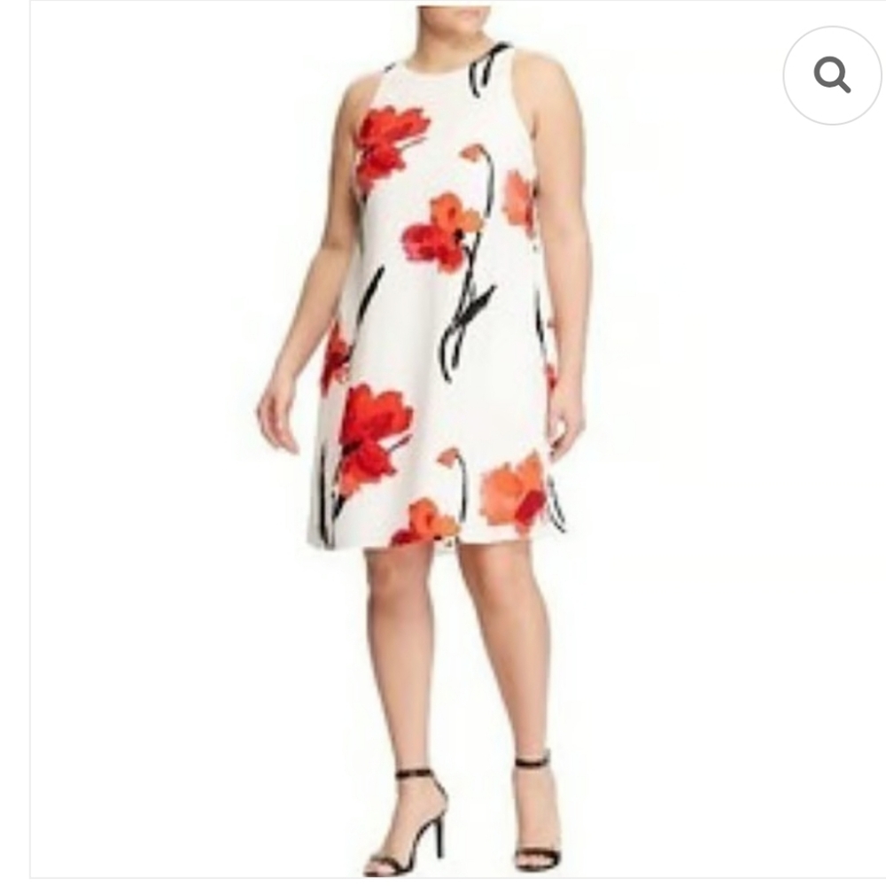 Lauren Ralph Lauren White Dress with Red Floral Print